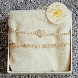 EyeCandy ArmCandy Heart Gold Tone Bracelet, Brand New